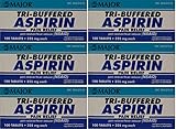 Tri Buffered Aspirin Tablets Generic for Bufferin 325 mg 100 Tablets per Bottle Pack of 6 Total 600 Tablets