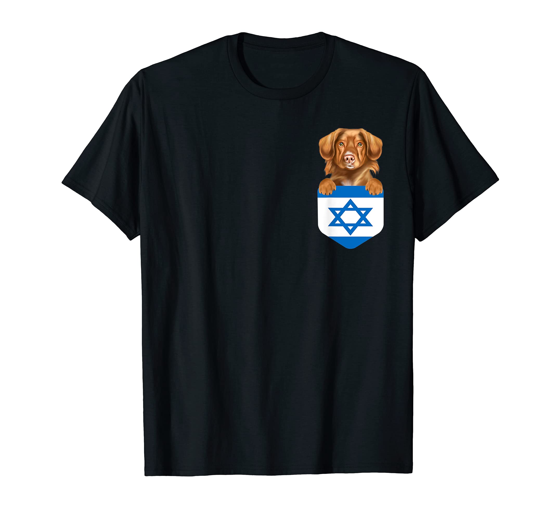 Israel Flag Duck Tolling Retrievers Dog In Pocket T-Shirt