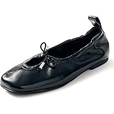 RJYLP Womens Bow Ballet Flats Cute Square Toe Lace Up Bow Mary Jane Flats Slip On Casual Mary Ballerina Shoes