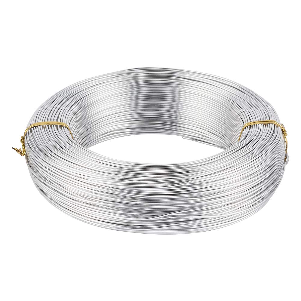 PandaHall 459FT Aluminum Wire 17 Gauge 1.2mm Aluminum Craft Wire for Jewelry Making- Silver