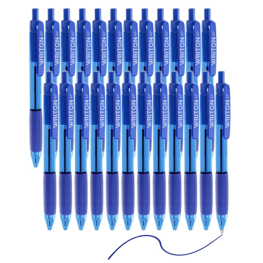 Photo 1 of Writon Retractable Blue Ballpoint Pens - 24-Pack Writing Pens - Comfortable Grip - 0.7mm Fine Point for Smooth Writing - Fast-Drying Ink Pen - Ball Point Pens - Modern School, Office Supplies