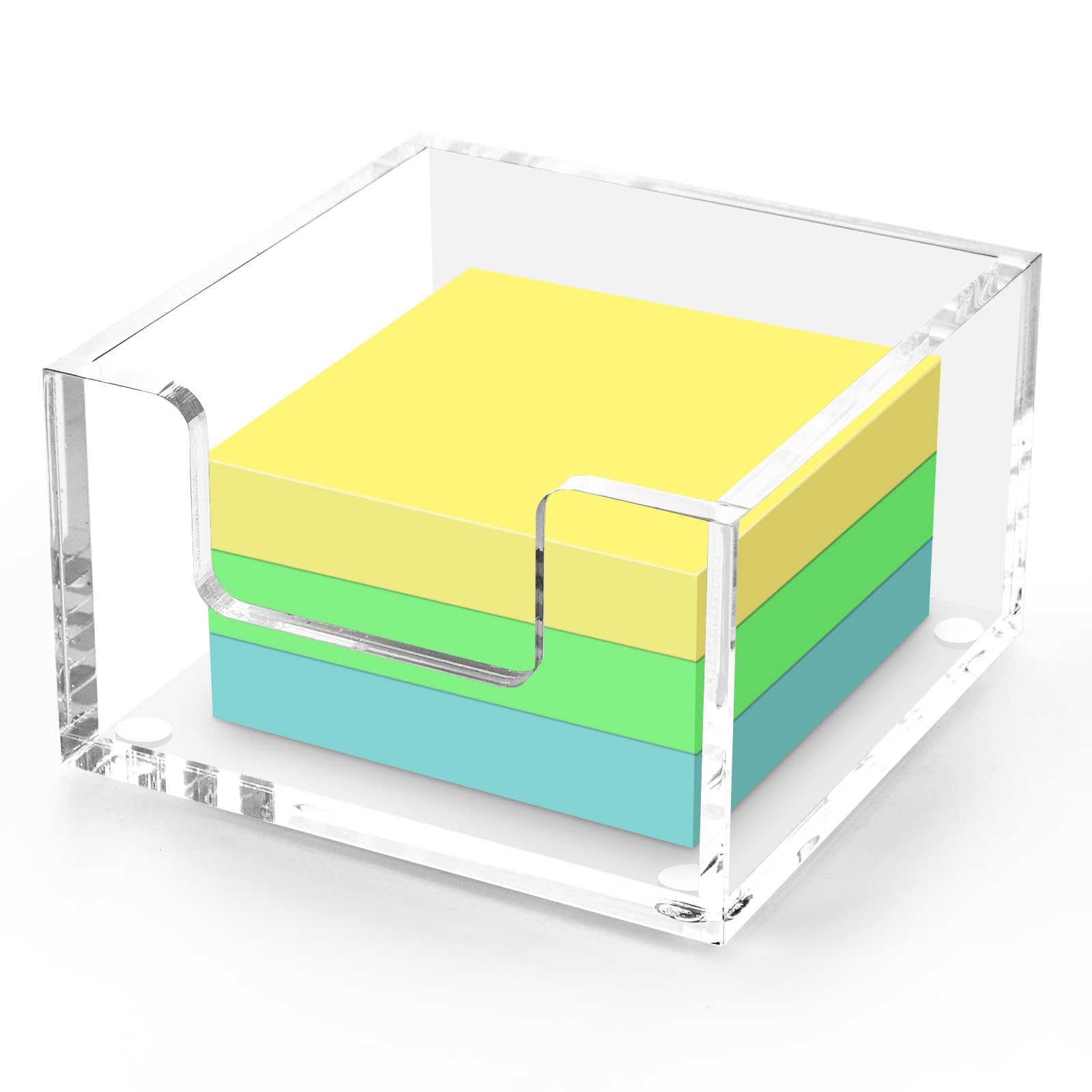 Photo 1 of Esonmark Sticky Note Holder Clear Acrylic Memo Holder 3.9” x 3.9” x 2.3” for Desk Organization Office Home, Post Pop Note Dispenser for Office Accessories 1PCS (SNH01)