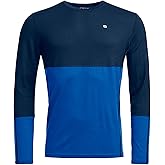 Ortovox Men's 185 Rock'n'Wool Long Sleeve Base Layer, Soft Breathable Merino Wool Base Shirt for Winter Touring & Skiing - Deep Ocean - M