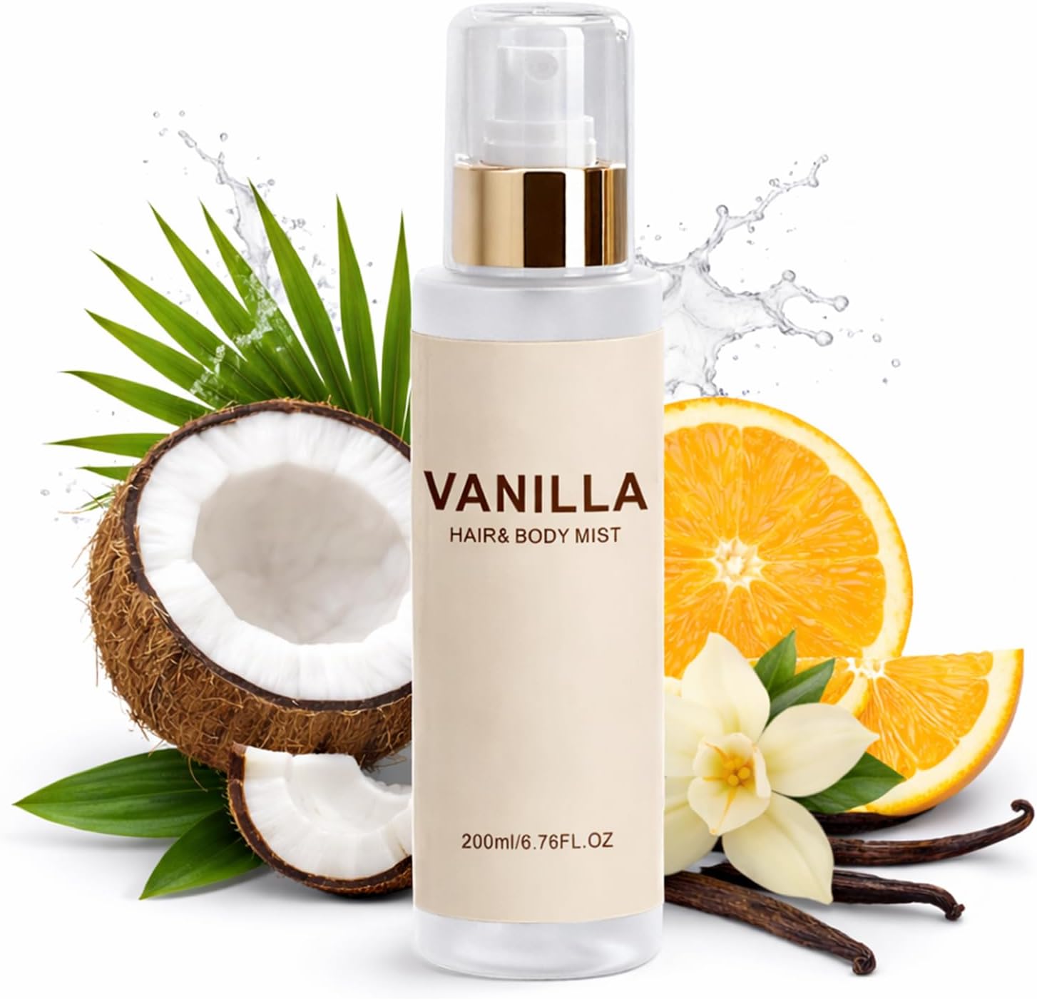Verdraor Vanilla Beach Hair & Body Mist, Vanilla Beach Hair And Body Mist Perfume Spray For Women, Warm Vanilla & Coconut, Long-Lasting Fragrance (1pcs)