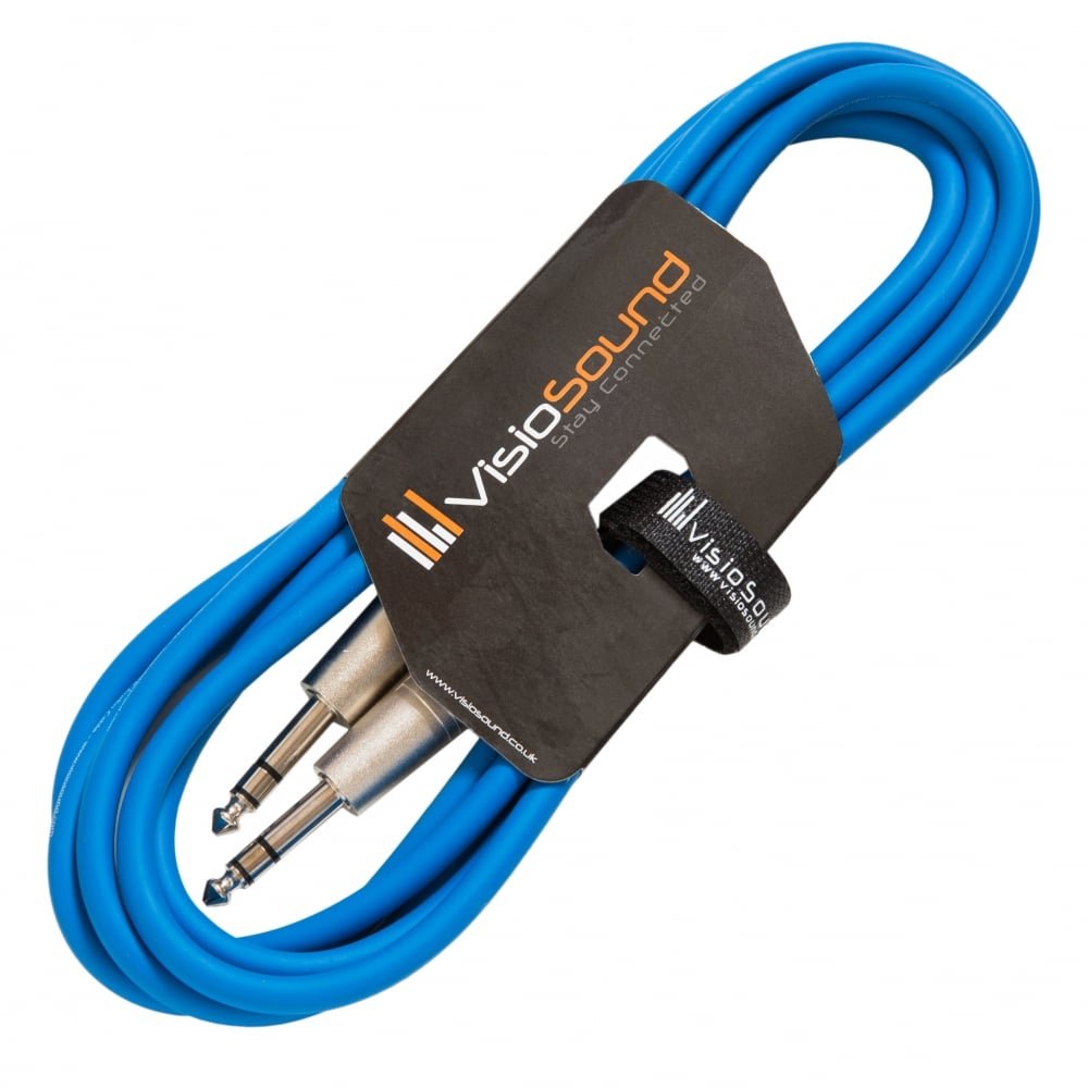 VisioSound 6.35mm 1/4" Stereo TRS Jack to TRS Jack Lead/Balanced Signal Audio Patch Cable 3m Blue