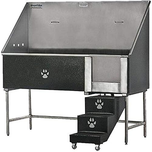 GROOMER'S BEST Elite Bathing Tub with Left Plumbing and Right Steps