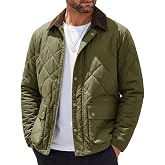 Runcati Mens Diamond Quilted Jackets Fall Winter Casual Bomber Varsity Coat | Full Zipper, Button Down, Insulated Puffer, Corduroy Spread Collar, Warm, Windproof, Lightweight, Padded Coat