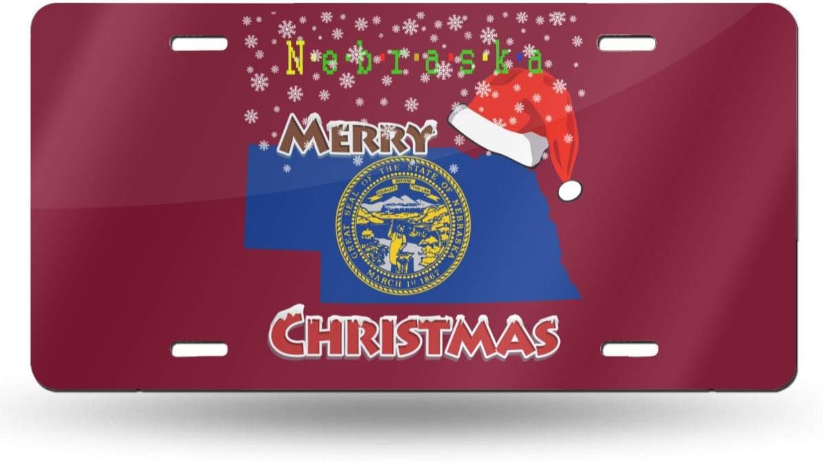 N/A/ Merry Christmas Nebraska Christmas License Plate 6" X