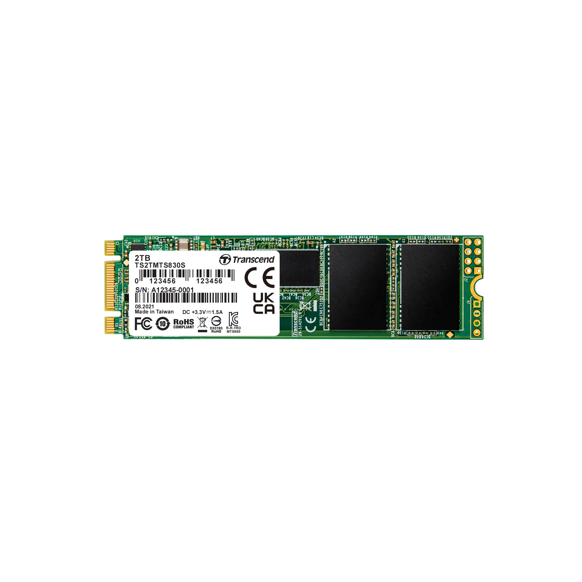 Transcend MTS830S 2TB M.2 2280 SATA III 6Gb/s SSD, Read/Write up to 560/520 MB/s with DRAM Cache for Ultrabooks& Lightweight Notebooks TS2TMTS830S