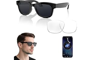 Dmcetu AI Smart Glasses&Sunglasses with 32GB Storage, Interchangeable Lenses & ChatGPT | 8MP Camera Hands-Free Video Recording, Real-Time Translation for Running Cycling Travel