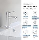 Hapilife Basin Taps Mono Mixer Tap Chrome with UK Hoses, Single Lever view 8