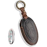 MILD EAST Leather Key Fob Cover for 2023 2024 2025 Hyundai Ioniq 6 Grandeur GN7, Soft Smart Remote Key fits for 2024 2025 Sonata Elantra Kona Santa Fe Tucson (Black, 5 Button)