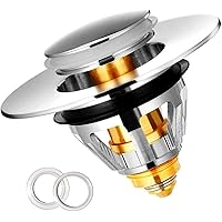1.1~1.34 Inch Drain Stainless Steel Bullet Core Pop-up Bathtub Sink Anti-clogging Bathroom Drain Plug with Filter Basket