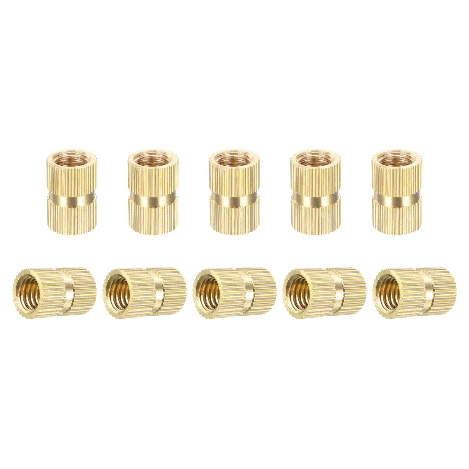 DTGN M6x12x8.5mm(IDxLxOD) Knurled Insert Nuts - 100 Pack - Good for Plastic Shells - Brass Female Thread Heat Set Inserts Embedment Nut
