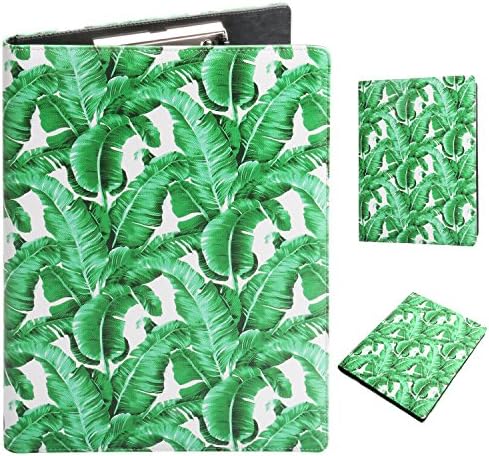 Moonse Fashion Padfolio PU Leather Portfolio Folder, Professional Business and Interview Organizer , Resume and Notepad Holder, Tidy Meatal Clip, Writing Pad (Green)