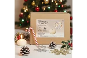 CW Studio 36 Pack 2 Inch Ivory Unscented Floating Candles – Long 6 Hour Burn, Smokeless – Premium Paraffin Wax – Perfect for Weddings, Parties, Spa, Centerpieces, Special Occasions & Home Décor