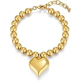 CLASSYZINT Heart Bracelet for Women Puffy Heart Charm Bracelet Link Chain Bracelet Adjustable Link Bracelets