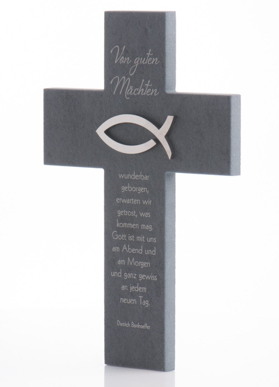 Slate cross von guten Mächten & Stainless Steel Fish Von guten Mächten & Edelstahl-Fisch
