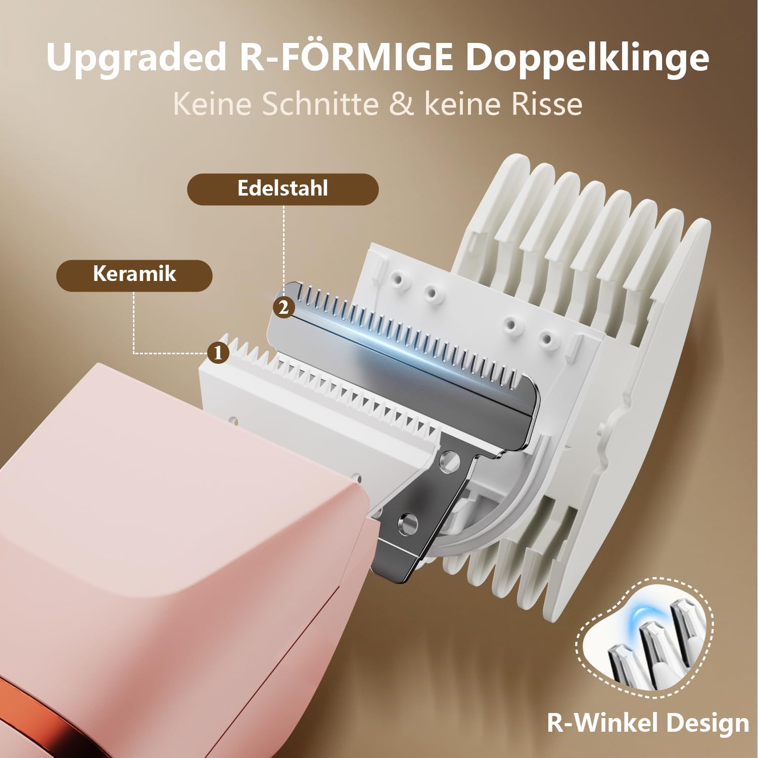 Intimrasierer für Frauen, Rasierer Damen Intimbereich Sanft, 2 in 1 Elektrischer Damenrasierer, Bikini Trimmer für Körper & Gesichtshaare Bräutigam Wasserdicht, Damen Rasierer, Trimmer Scherkämme 7