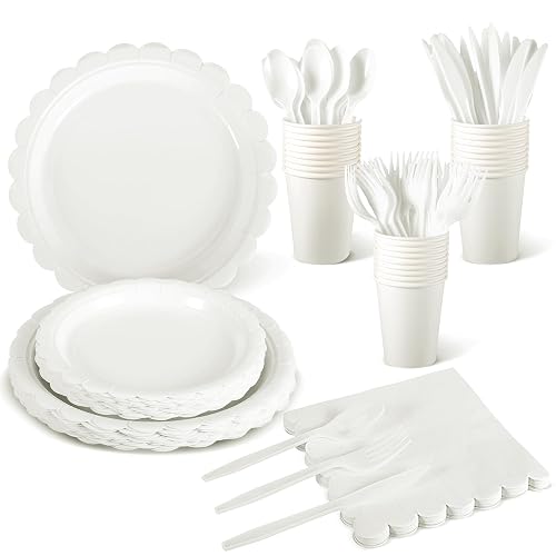 400 Pieces Pink Party Supplies Disposable Dinnerware Set Include Plastic Plates Cups Knives Forks Spoons Paper Napkins For Birthday Wedding Graduation...