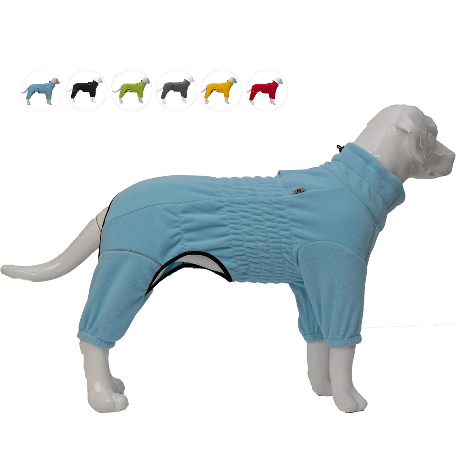 Warm Dog Coat - Windproof Fleece Jacket for Small to XXL Dogs, Zippered Closure, Turquoise