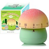 NUOSWEK Mechanical Kitchen Timer, Cute Mushroom Timers for Kids, Wind Up 60 Minutes Manual Countdown Timer for Classroom, Home, Study and Cooking (Green Base)