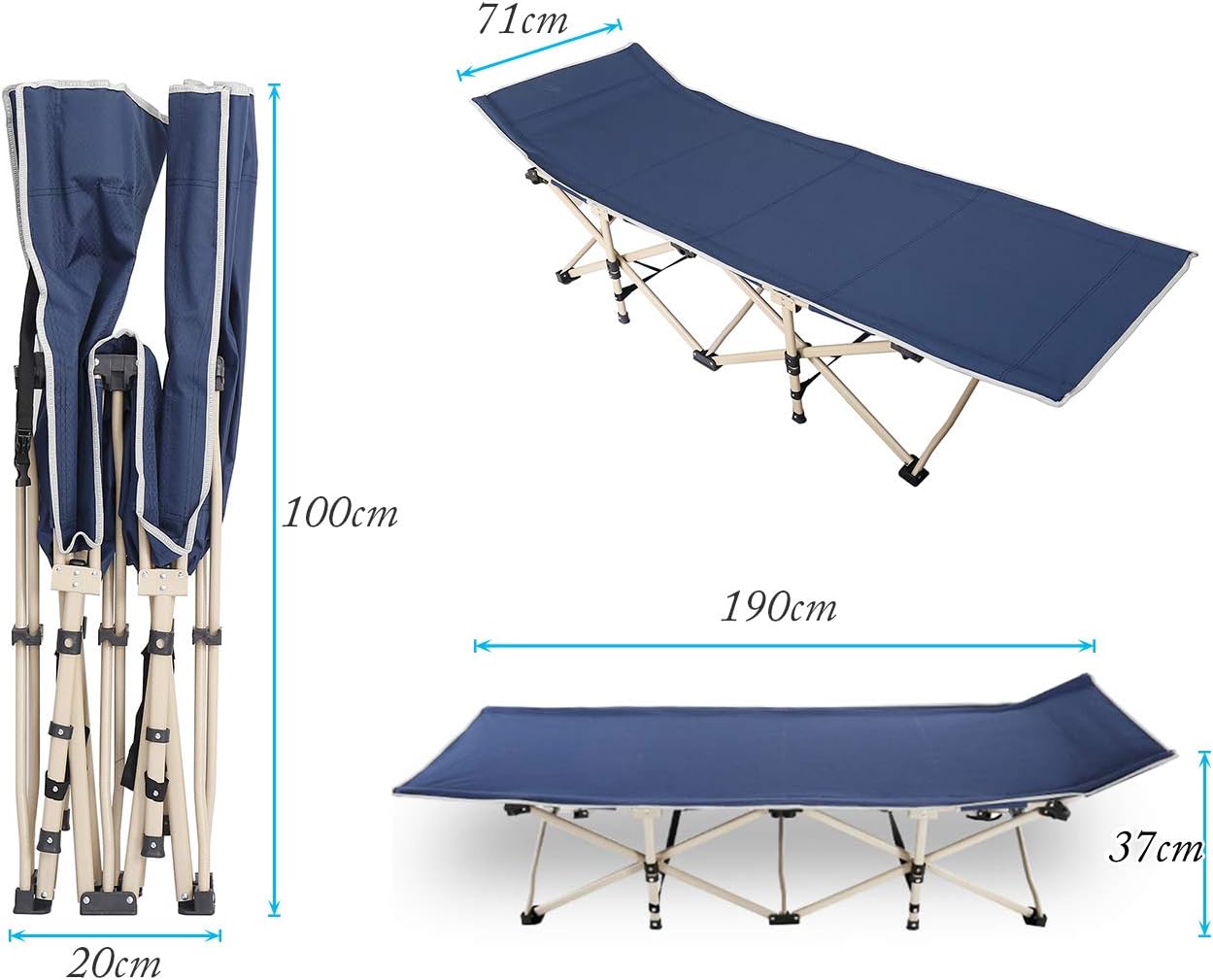 DlandHome Folding Camp Bed Outdoor Folding Chair Bed for Fishing or Camping Foldable Camping Bed with Suede Pad & Side Bag & Free Pillow - Image 3
