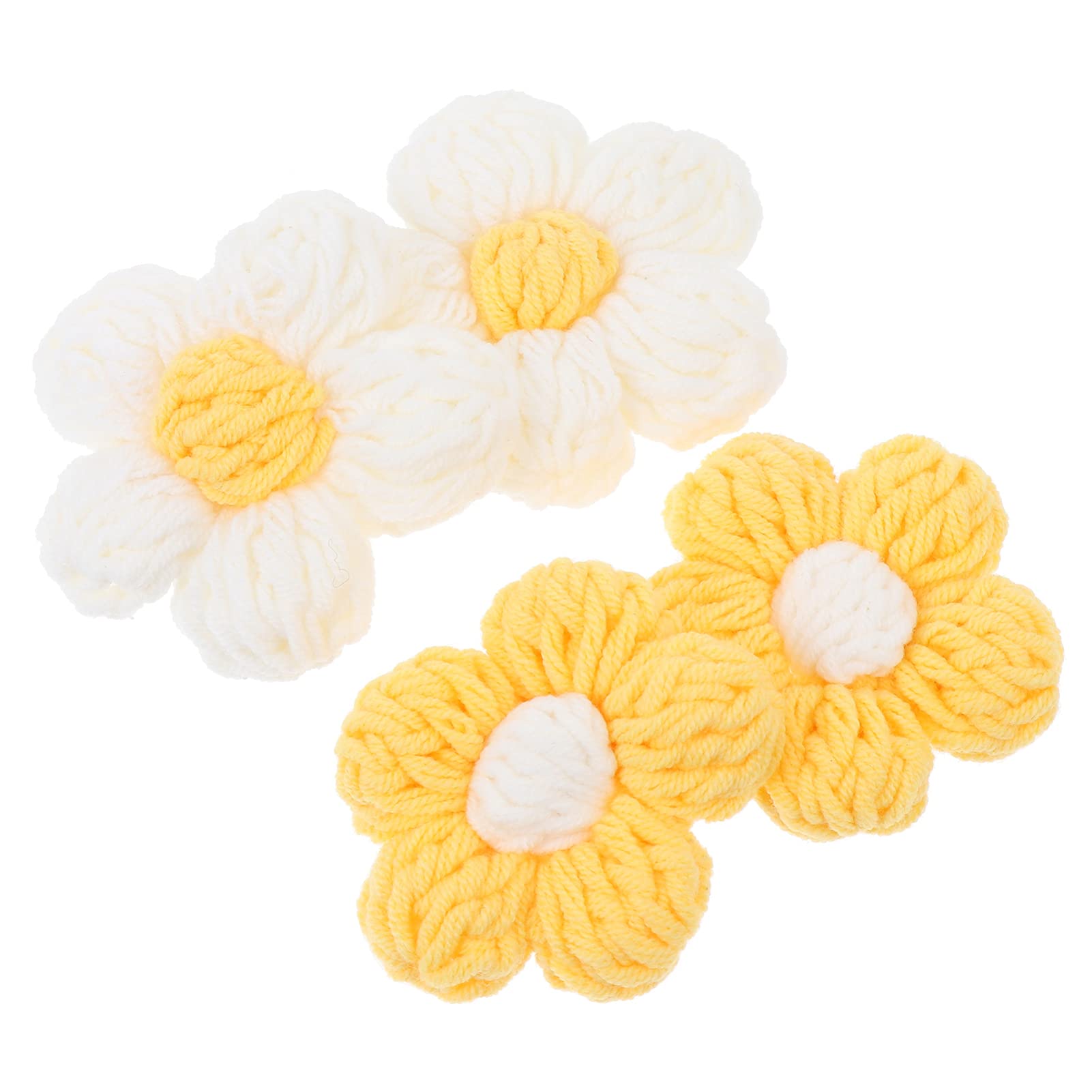 Milisten Handmade Crochet Flower Accessories 1.77 Inch Floral Applique for DIY Clothing Bag Decoration Sewing Crafts 4-Pack
