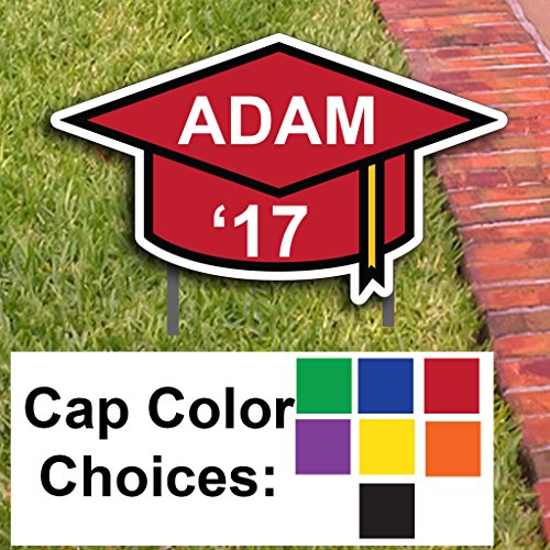 VictoryStore Custom Graduation Pathway Yard Decoration Graduation Cap Yard Signs (Orange) 30 short stakes