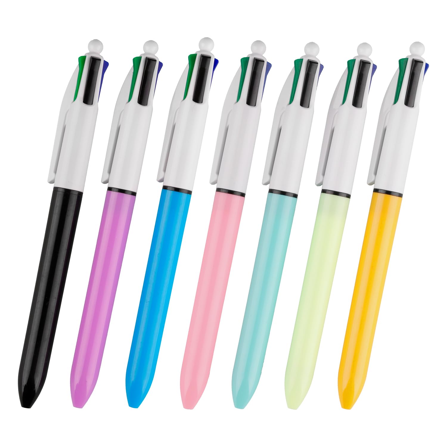 Thyonta 7 Pcs 4-in-1 Ballpoint Pen Candy-colored Retractable Ballpoint Pens Office Supplies Stationery Collections Note-taking Smooth Writing Marking Highlighting