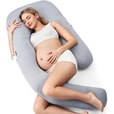 Momcozy Cooling Pregnancy Pillow - Dreamlign U Pro Maternity Pillow | 50-72 Inch, Upgraded Adjustable Leg Pillow for Tall Pregnant Women, Removable Cover, Support for Full Body, Side Sleeper