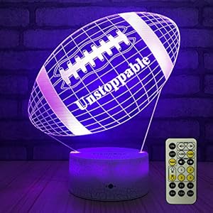 FlyonSea Football lamp, Rugby Ball Bedside Lamp 7 Colors Change + Remote Control with Timer Kids Night Light Optical…