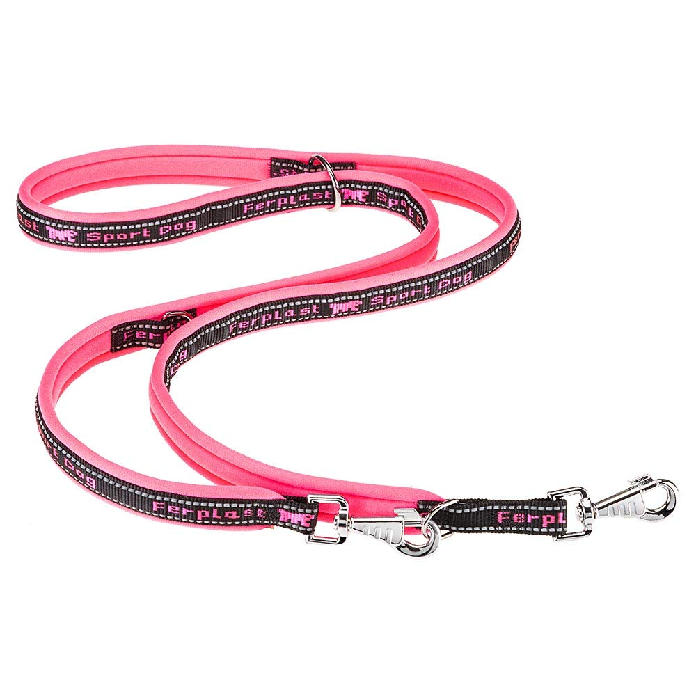 Ferplast SPORTDOG GA Training Dog Lead - 3 Adjustable Lengths - Reflective & Anti-Abrasion - Soft Padded Handle - Italian Design - 200 x 2.5 cm, Pink
