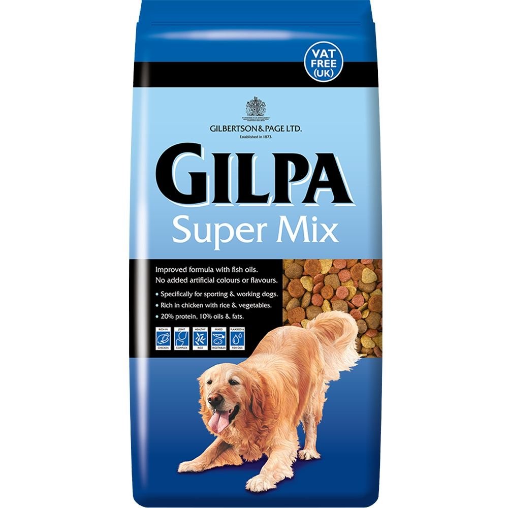 Gilpa Super Mix Dry Dog Food 15kg - Chicken with Rice and Vegetables - Complete Dry Dog Food - High Protein Adult and Senior Dog Food for Working, Sporting and Active Dogs - Dry Dog Biscuits 15kg