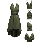 SZJMS Short Knee Length Infinity Bridesmaids Dresses with Bandeau Hi-Lo Multi-Way Convertible Transformer Evening Gowns