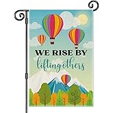 JMYROG We Rise by Lifting Others Welcome Garden Banner, Kindness & Equality Flag for Yard & Patio