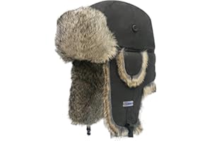 SIOLYAG Winter Trapper Hat,100% Rabbit Fur Russian Ushanka Aviator Hunting Ski Hat Winter Hat with Ear Flaps