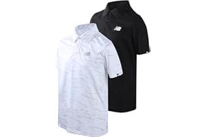 New Balance Boys' Polo T-Shirt - 2 Pack Short Sleeve Dry Fit Shirt - Performance Collared Golf Shirt (8-20)