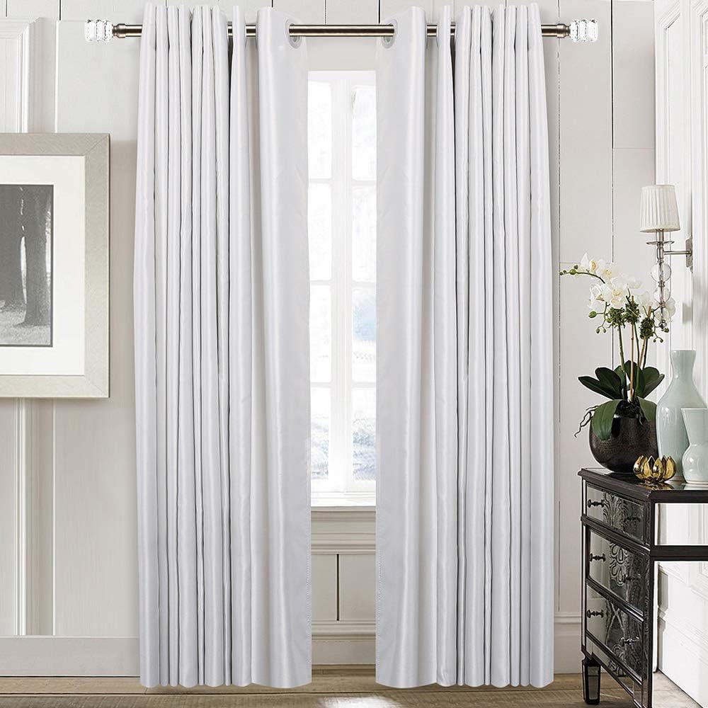 Ycolnaefllr 1-Inch Diameter Adjustable Double Curtain Rod in Antique Bronze with Crystal Finial 28-48 Inches with Metal Curtain Holdbacks Double Curtain Rod: Home Improvement