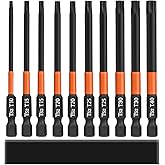 Saipor 10-Piece Torx Bit Set for Impact Driver, S2 Steel Star Bits Set, 4 inch /100 mm Long Torx Head Drill Bit Set, Magnetic