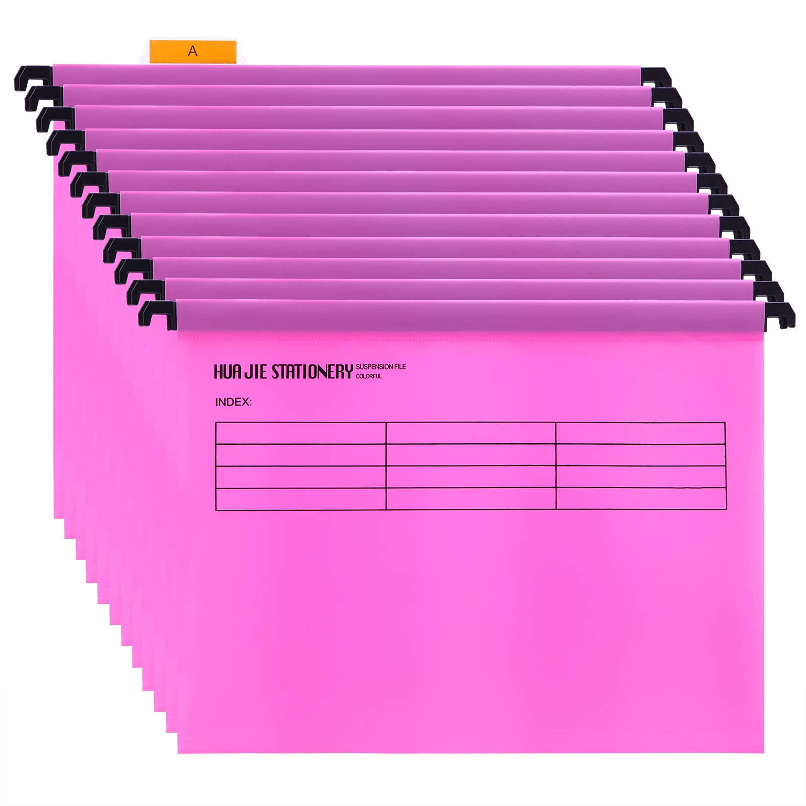 Srvnpioy A4 Suspension Files with Tabs and Card Inserts for Filing Cabinets (Pack of 12, Pink) Polypropylene A4 Hanging Filing Storage Folders for Office Home School