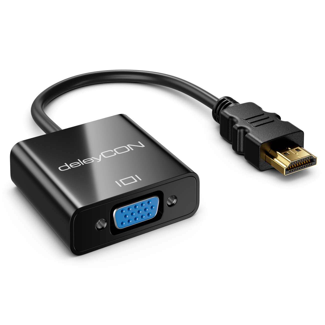 deleyCON HDMI to Fit a VGA Converter Cable 1x HDMI Input 1x VGA Output 1x 3.5mm Jack Audio Output HDMI Signal Converter PC TV Beamer Projector Monitor