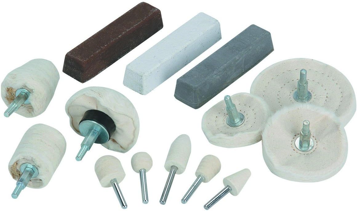 Assorted Aluminum Polishing Kit with 1/4 In Shank 14 Pc