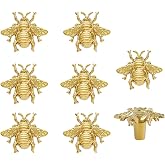BAOTXHBR 8 pcs Bee Shape Cabinet Knob,Golden Cupboard Handles for Dresser Drawer Wardrobe Bathroom Furniture Door Decorative Pulls,with Screw (Golden)