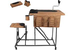 TIMBER RIDGE TR Magnum Precision Portable Shooting Bench Seat with Table Gun Rest, Shot Bag and Front Rest Included, Steel and Brown, Extra Large