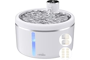 LABEKA Wireless Cat Water Fountain with Stainless Steel Tray, 102oz/3L Automatic Pet Water Dispenser, Battery Operated Cat Drinking Fountain with Motion Sensor, Ultra Quiet Pump, BPA-Free(8Filters)