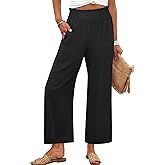 ANRABESS Womens Wide Leg Palazzo Pants Summer Beach High Waisted Cropped Flowy Pants 2026 Dressy Casual Trousers with Pockets
