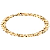 Barzel 18K Gold Plated Curb/Cuban Link Chain Bracelet - Made In Brazil