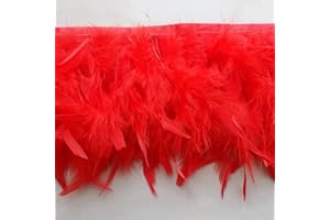 Sowder Turkey Feathers Trim Fringe for Party Wedding Dress Sewing Crafts Costumes Decoration Pack of 2 Yards (red)