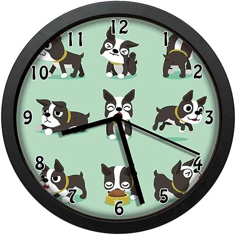 Amazon Co Jp 遊び心のある犬のミュートの漫画のキャラクターミニマリストデザイン 約25cm 10インチ 部屋 寝室 キッチン 壁掛け時計 ギフトとして推奨 ホーム キッチン